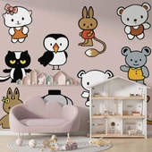 Minik Dostlar Çocuk Odası Duvar Kağıdı Baskı thumbnail 1