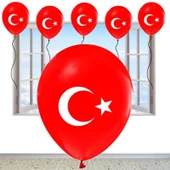 YÜKSEK KALİTE 25 ADET TÜRK BAYRAKLI BALON KIRMIZI BAYRAKLI BALON HELYUM GAZI UYUMLUDUR İTALYAN MALI - 1