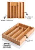 Kapris Ayarlanabilir Çekmece İçi Bambu Kaşıklık Organizer KAP-1441 - 1
