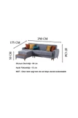 nikshop Boston Yataklı Köşe Koltuk Takımı - Gri - 6