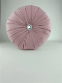 Mrs.Gugar Lux Kadife Yuvarlak Taşlı Yastık Gül Kurusu thumbnail 1