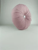 Mrs.Gugar Lux Kadife Yuvarlak Taşlı Yastık Gül Kurusu thumbnail 2