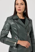 Diana Yeşil Kadın Deri Mont - 6