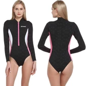 Cressi Termico Lady 2 mm Pembe-Beyaz Shorty Uzun Kol Yüzücü Elbisesi Large - 4