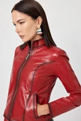 Antonella Kırmızı Kadın Deri Mont - 5