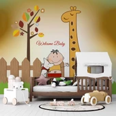 Zürafa Görselli Çocuk Odası Duvar Kağıdı Baskı thumbnail 3