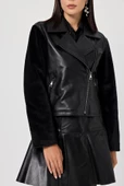Pamela Siyah Kadın Deri Mont - 5
