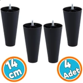 Mobilya Yükseltici Kanepe TV Ünitesi Koltuk Ayağı Baza Ayakları Siyah Düz Plastik Ayak 14 cm 4 Adet thumbnail 1