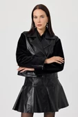 Pamela Siyah Kadın Deri Mont - 7