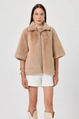 Cecilia Camel Kadın Tüylü Mont - 1