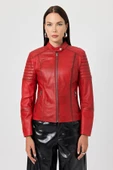 Eugenia Kırmızı Kadın Deri Mont - 1
