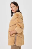 Rina Camel Kadın Tüylü Mont - 5