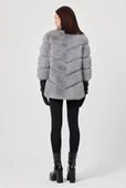 Rina Gri Kadın Tüylü Mont - 4