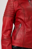 Eugenia Kırmızı Kadın Deri Mont - 6
