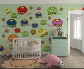 Mantar Arabalar Çocuk Odası Duvar Kağıdı Baskı thumbnail 2