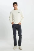 Lee Regular Fit Normal Kesim %100 Pamuk Bisiklet Yaka Ekru Sweatshirt - 3