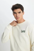 Lee Regular Fit Normal Kesim %100 Pamuk Bisiklet Yaka Ekru Sweatshirt - 4