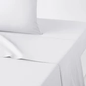 Maki Home Yüzde Yüz Pamuklu Kırık Beyaz 240x260 Çift Kişilik Yataklara Uygun Lastiksiz Düz Çarşaf - 1