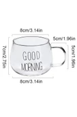 6lı Good Morning Kupa Cam Bardak Isıya Dayanıklı Kulplu Stil Kahve Sunum Kahvaltı Süt Bardağı 350ml - 5