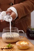 6lı Good Morning Kupa Cam Bardak Isıya Dayanıklı Kulplu Stil Kahve Sunum Kahvaltı Süt Bardağı 350ml - 2