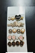 Periboia Gold Tema 5 li Set Saç Tokası Seti Çoklu Figürlü Toka Seti - Kalp- Kelebek - Min - 4