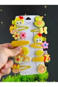 Periboia Sarı Hayvan Tema  13 Lü Set Çocuk Saç Tokası Seti Çoklu Figürlü Toka Set - 3