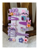 Periboia 14 Lü Set Çocuk Saç Tokası Seti Mor Tema Çoklu Figürlü Toka Set - 1