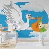 Bebek Getiren Leylek Çocuk Odası Duvar Kağıdı Baskı - 2