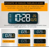 UpWay Kumandalı Büyük  HD LED Ekranlı Dijital Masa Duvar Saati Elektronik Saat Sıcaklık Tarih Turuncu - 5