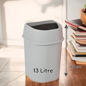 Motek ÇPY-114 Hassas Kapaklı 13 Litre  Çöp Yut Beyaz Çöp Kovası - 1