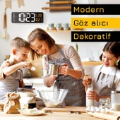 UpWay Kumandalı Büyük  HD LED Ekranlı Dijital Masa Duvar Saati Elektronik Saat Sıcaklık Tarih Turuncu - 7