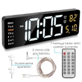 UpWay Kumandalı Büyük  HD LED Ekranlı Dijital Masa Duvar Saati Elektronik Saat Sıcaklık Tarih Turuncu - 3