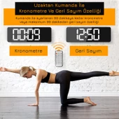 UpWay Kumandalı Büyük  HD LED Ekranlı Dijital Masa Duvar Saati Elektronik Saat Sıcaklık Tarih Turuncu - 4