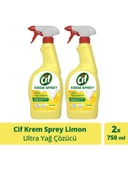Cif Krem Sprey Ultra Yağ Çözücü Yüzey Temizleyici Limon 750 Ml x 2 Adet - 1