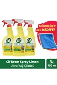 Cif Krem Sprey Limon Ultra Yağ Çözücü Yüzey Temizleyici 750 ml X3 + Mikrofiber Bez Hediye X1 thumbnail 1