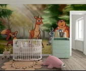 Orman Hayvanları Çocuk Odası Duvar Kağıdı Baskı thumbnail 2