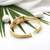 Sıra Taşlı 14 Ayar Altın Kaburga Bilezik thumbnail 3