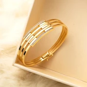 Sıra Taşlı 14 Ayar Altın Kaburga Bilezik thumbnail 4