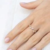 8 Ayar Altın Yaprak Kadın Yüzük - 2