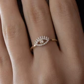 8 Ayar Altın Taşlı Göz Kadın Yüzük - 1