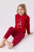 Arnetta 3106 Let İt Snow Kız Çocuk Kırmızı Uzun Kol Pijama Takım - 2
