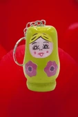 Ahşap Matruşka Bebek Anahtarlık Yeşil 5cm Büyük Boy - 8