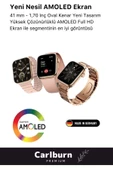 Yeni Nesil 3 Kordonlu Wireless Şarjlı Spor Sağlık Sensörlü Watch 9 Series 41mm Kadın Akıllı Saat - 5