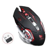 UpWay TW-Q13 Kablosuz Sessiz RGB LED Işıklı Şarjlı Ergonomik 2400DPI Gaming Mouse Siyah - 1
