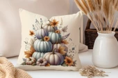 Sonbahar Serisi Balkabakları, Balkabağı, Pumpkin, Halloween Yastık Kılıfı - Kırlent Kılıfı - 1