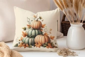Sonbahar Serisi Balkabakları, Balkabağı, Pumpkin, Halloween Yastık Kılıfı - Kırlent Kılıfı - 1