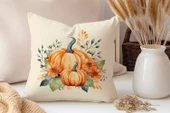 Sonbahar Serisi Balkabakları, Balkabağı, Pumpkin, Halloween Yastık Kılıfı - Kırlent Kılıfı - 1