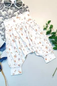 Bebek Çocuk Yazlık  Hediyelik Retro %100 Pamuk ŞalvarTuruncu Beyaz Çiçekli Royaleks - 1