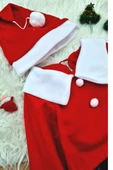 Kız Çocuk Noel Anne Yılbaşı Kostümü Etekli Şapkalı Elbise Yılbaşı Noel Baba Kostümü - 2
