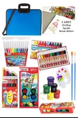 Öğrenci Boyama Seti 11 Parça 1 Paket 35x50 Resim Çantası Resim Defter Fatih Sulu Boya Kuru Boya Pastel Boya Keçeli Kalem - 3